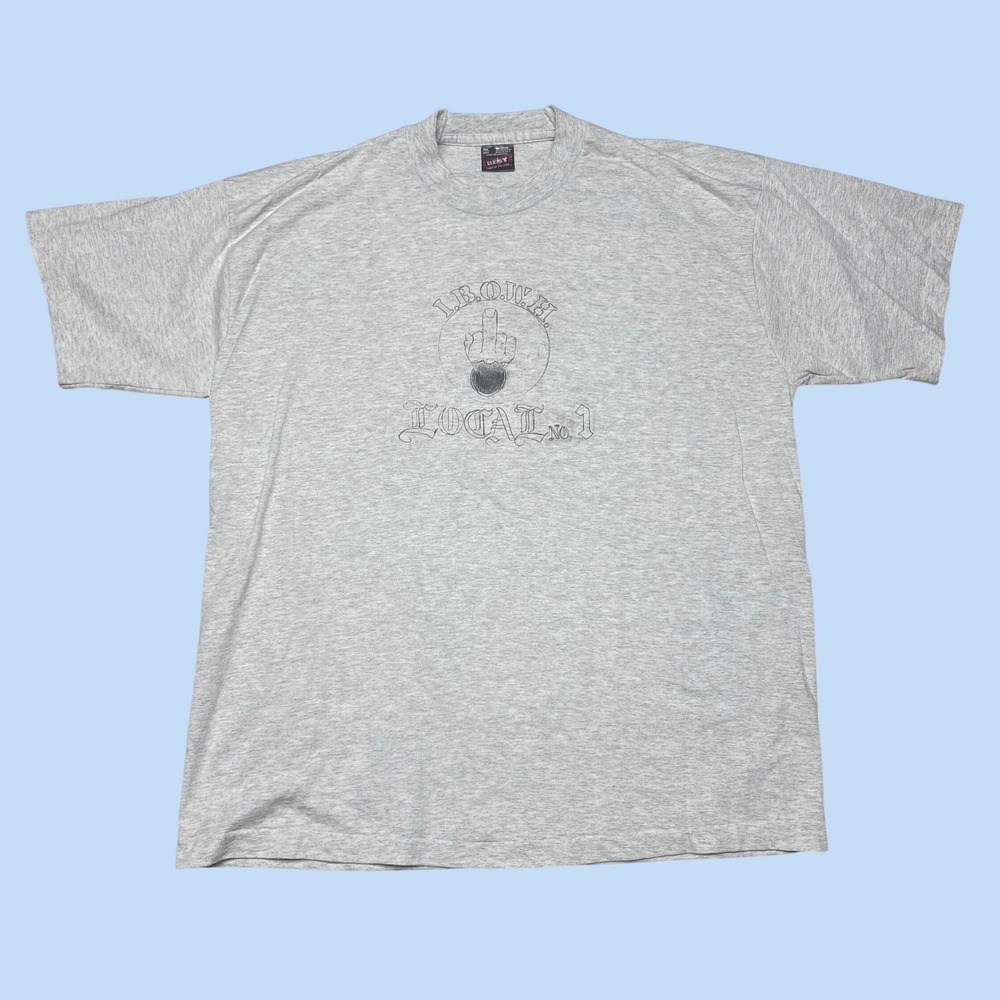 Vintage Fruit of the Loom Best Gray I.B.O.W.H. Local No 1 Graphic T-Shirt XL USA